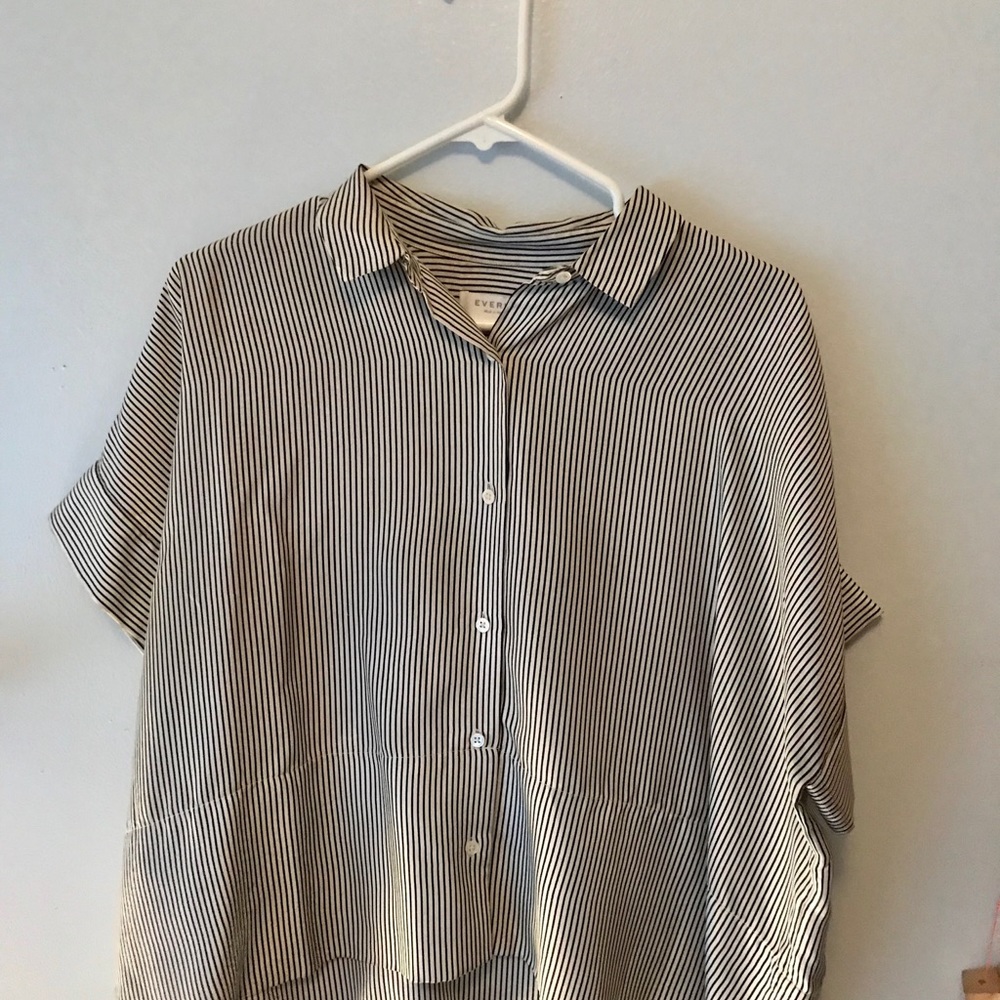 Everlane Black and White Striped Button Down Shirt